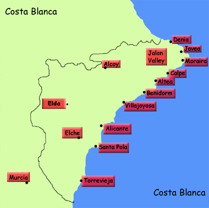 costa-blanca-kaart stranden overzicht