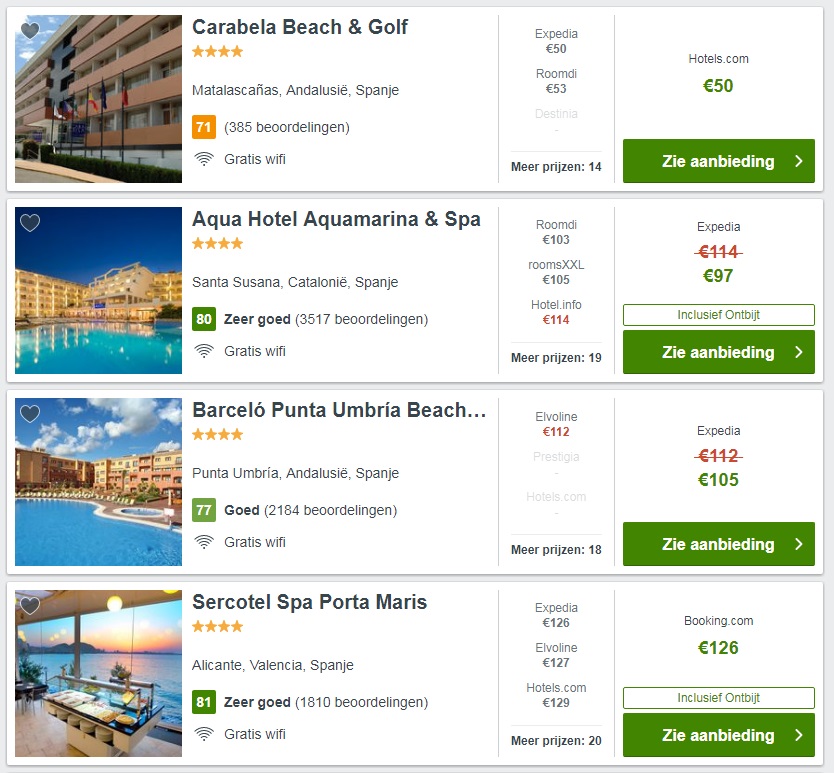 hotels aan het strand spanje