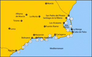 kaart costa calida spanje strandvakantie 1